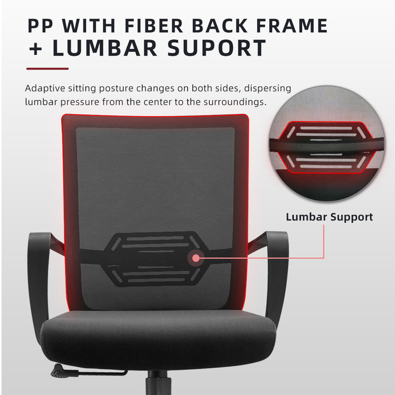 IVY Economical Mesh Office Chair with Ergonomic Design / Black - HMZ-OC-MB-IVY-BK+BK