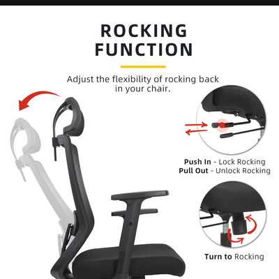 Joy High Back Mesh Office Chair with Ergonomic Design / Black - HMZ-OC-HB-JOY-H-BK+BK