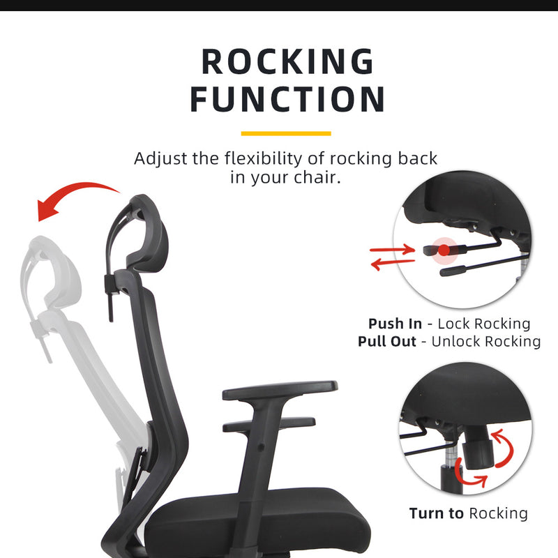 Joy High Back Mesh Office Chair with Ergonomic Design / Black - HMZ-OC-HB-JOY-H-BK+BK