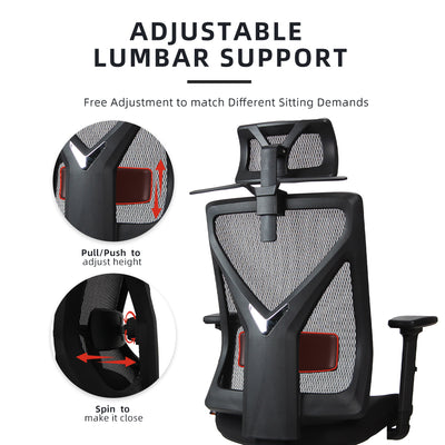 Mike High Back Mesh Office Chair with Ergonomic Design/ Black - OC-HB-MIKE-BK+BK