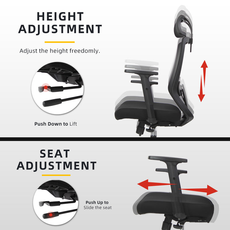Joy High Back Mesh Office Chair with Ergonomic Design / Black - HMZ-OC-HB-JOY-H-BK+BK