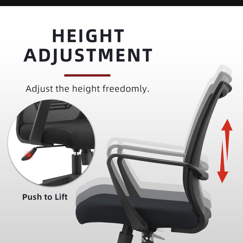 IVY Economical Mesh Office Chair with Ergonomic Design / Black - HMZ-OC-MB-IVY-BK+BK