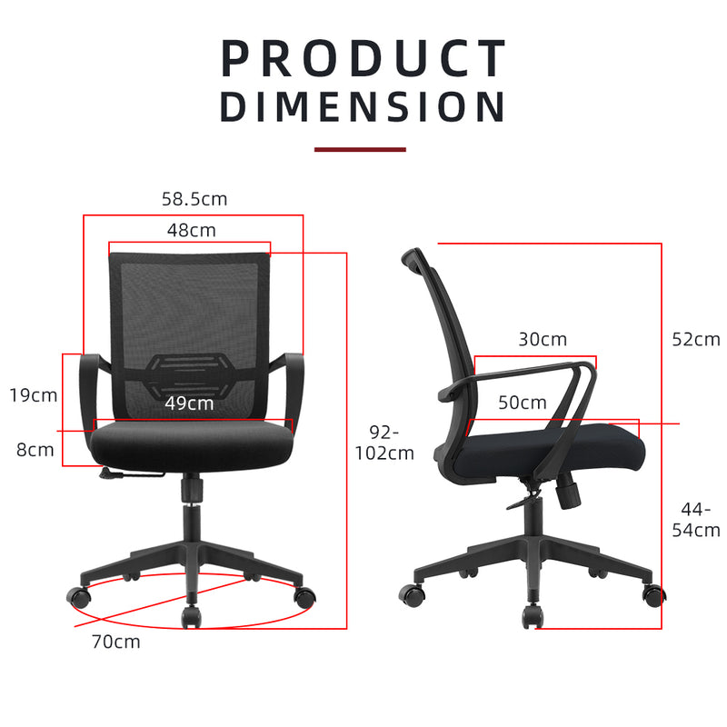 IVY Economical Mesh Office Chair with Ergonomic Design / Black - HMZ-OC-MB-IVY-BK+BK