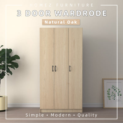 3 Door Wardrobe HMZ-WD-DT-6001 with 6 Shelves - 3FT