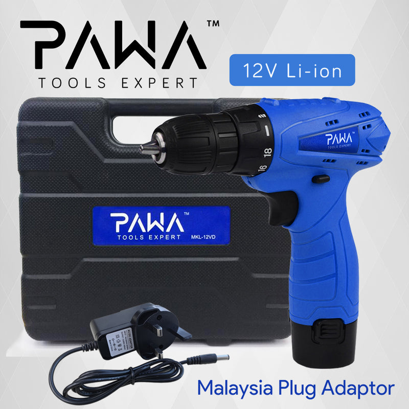 PAWA Tools 12V Li-ion Cordless Rechargeable Electric Power Tool Drill MKL-12VD-1L
