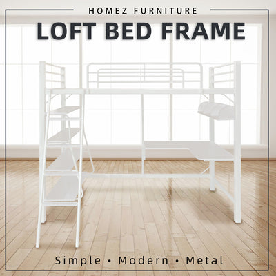 Loft Bed Frame Study Table & Book Shelves - Single - 3VAH904/BB8100