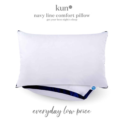 Kun Luxury Navy Line Comfort Pillow Filling 100% Cotton Fabric