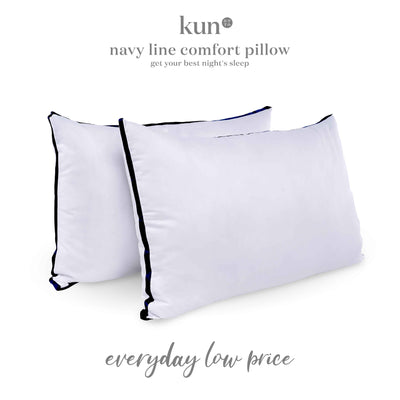 Kun Luxury Navy Line Comfort Pillow Filling 100% Cotton Fabric