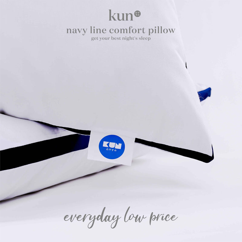 Kun Luxury Navy Line Comfort Pillow Filling 100% Cotton Fabric
