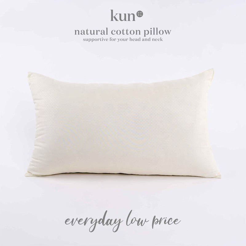 KUN Natural Cotton Pillow 100% Organic Smell 17inch x 27inch x 1.2kg