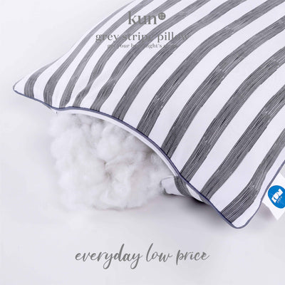 Kun Executive Grey Stripe Smooth Touch Fabric Premium Pillow