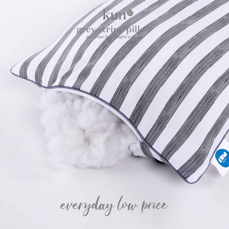 Kun Executive Grey Stripe Smooth Touch Fabric Premium Pillow