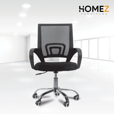 Mesh Office Chair HMZ-OC-MB-6020 with Ergonomic Design & Chrome Leg  - Black