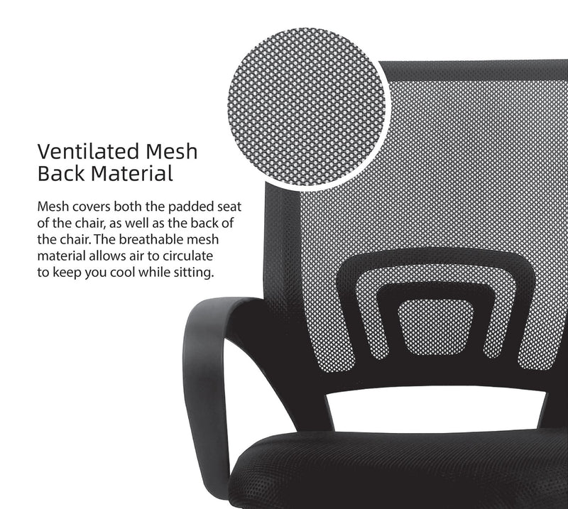 Mesh Office Chair HMZ-OC-MB-6020 with Ergonomic Design & Chrome Leg  - Black