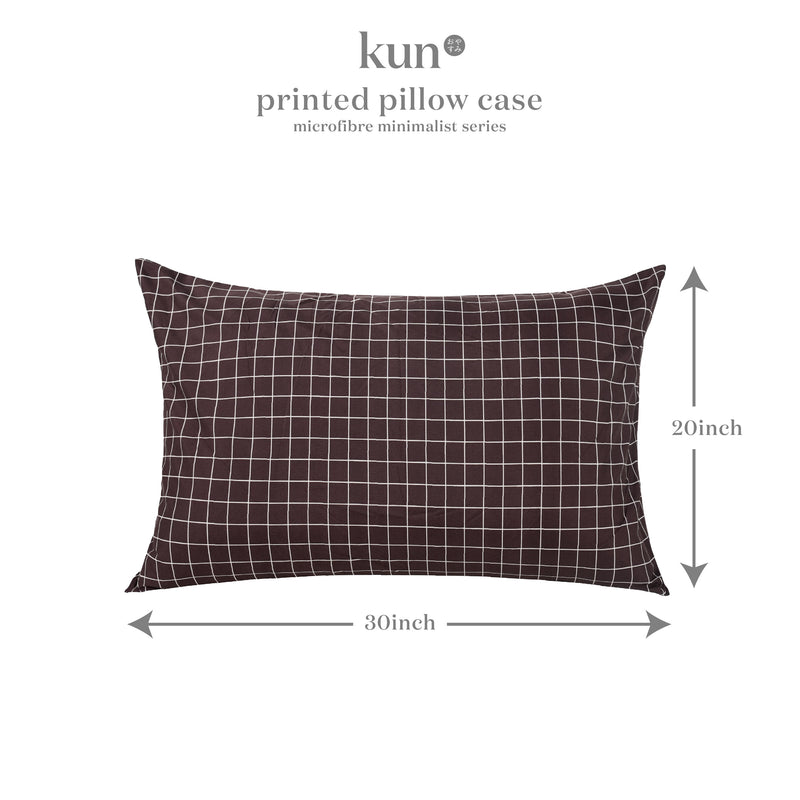 (New Arrival) Kun Minimalist Printed Design Microfibre Pillowcase  (50cm X 76cm) / / Bolster Case (35cm x 105cm)