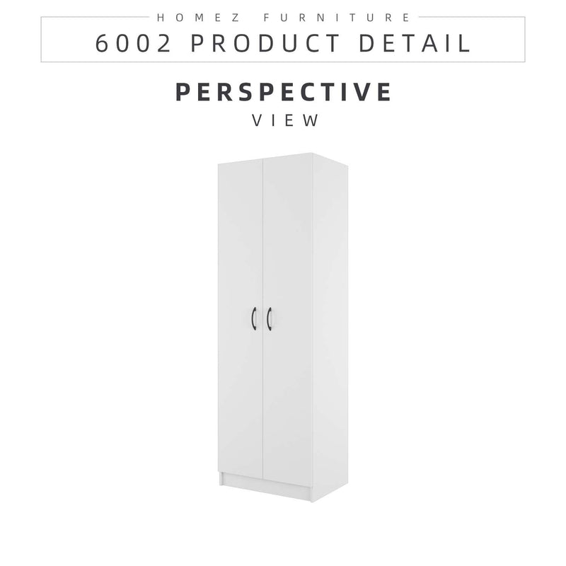 2 Door Wardrobe Bigger Size with 5 Shelves (180cm Height) HMZ-FN-WD-6002