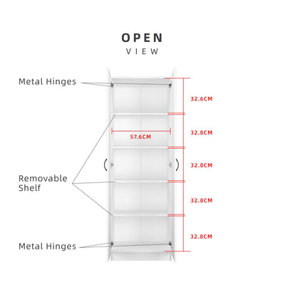 2 Door Wardrobe Bigger Size with 5 Shelves (180cm Height) HMZ-FN-WD-6002