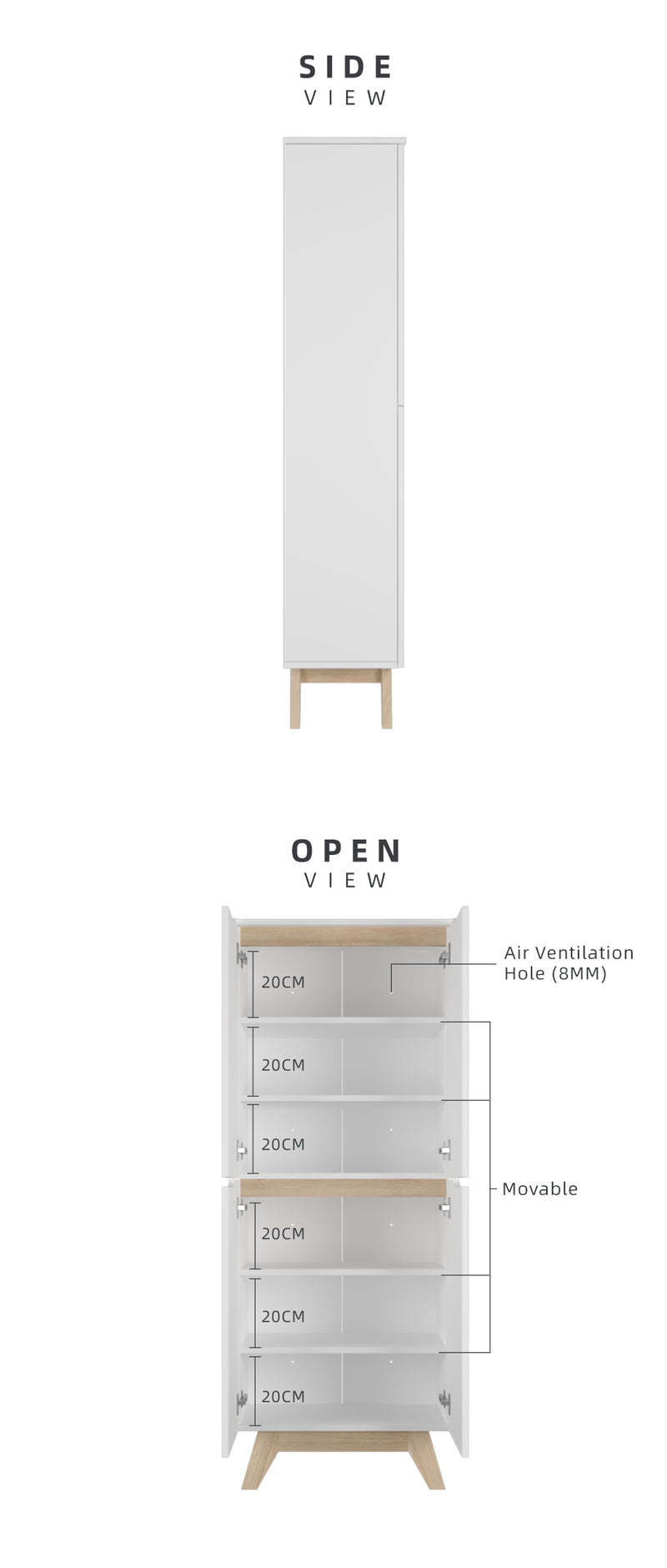 Simona Series Shoe Cabinet Modernist Design Shoe Rack - HMZ-FN-SR-1660-WT