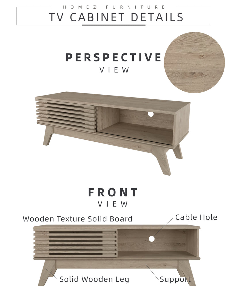 4FT Aoki Series TV Cabinet Modernist Design Oka TV Rack / Console - HMZ-FN-TC-E2250-OAK