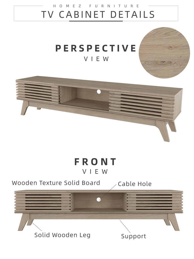 6FT Aoki Series TV Cabinet / Console /  Wood Leg - HMZ-FN-TC-E2252-OAK