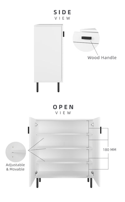 (Self-assembly) 2.5FT Jasmine Series Shoe Cabinet - HMZ-FN-SR-J0802-WT