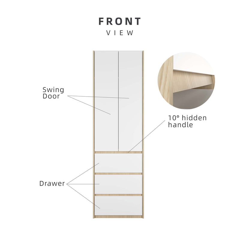 6FT Wardrobe 3 Drawer with Hanging Rod- WD-6417/6007
