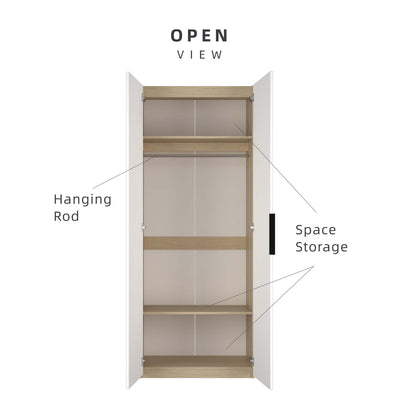 192cm High 2 Door Wardrobe with Hanging Rod-HMZ-FN-WD-6009/6419