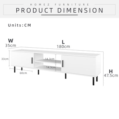 6FT LEGEND TV Cabinet with PVC Leg/ with no leg White Colour Modernist Design - 5916/5926