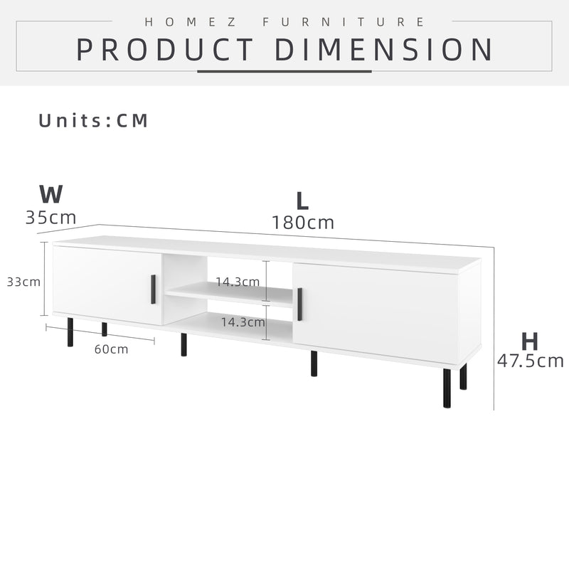 6FT LEGEND TV Cabinet with PVC Leg/ with no leg White Colour Modernist Design - 5916/5926