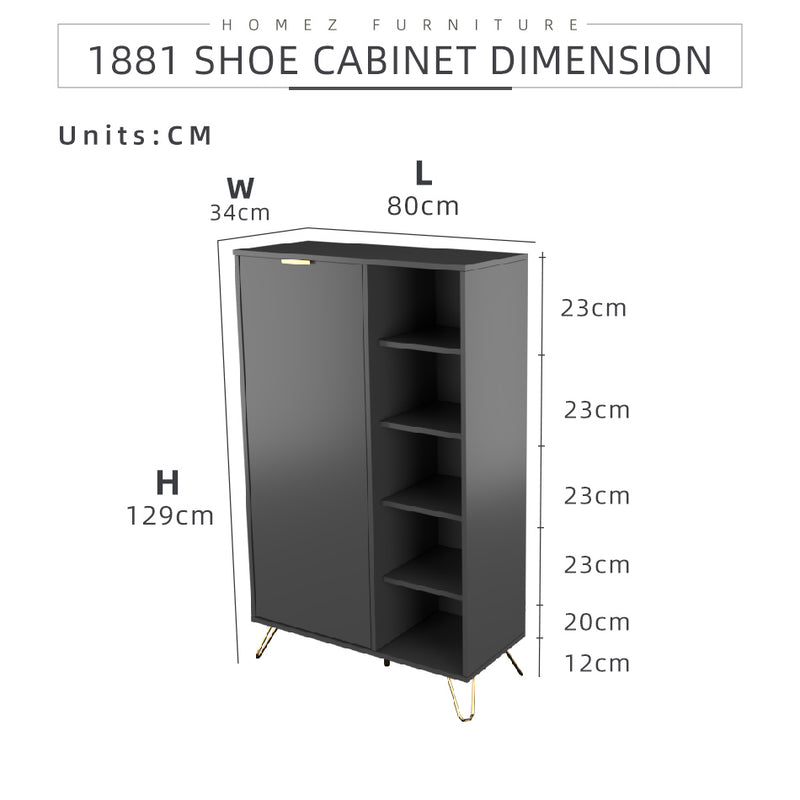 (Self-assembly) 3FT Stellate Series Shoe Cabinet with Metal Leg - SR-1881-DGY
