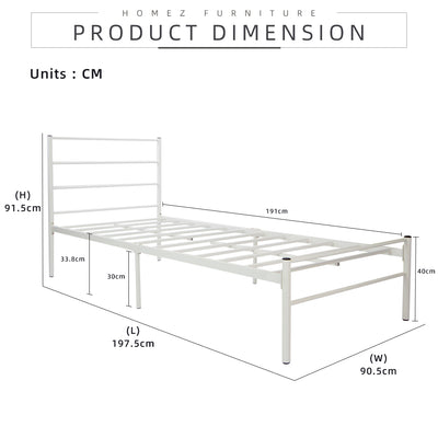 (Self-assembly) Single Modern White Metal Bed Frame with European Style Design-SSH-BF-7001-JOY-BED-WHT