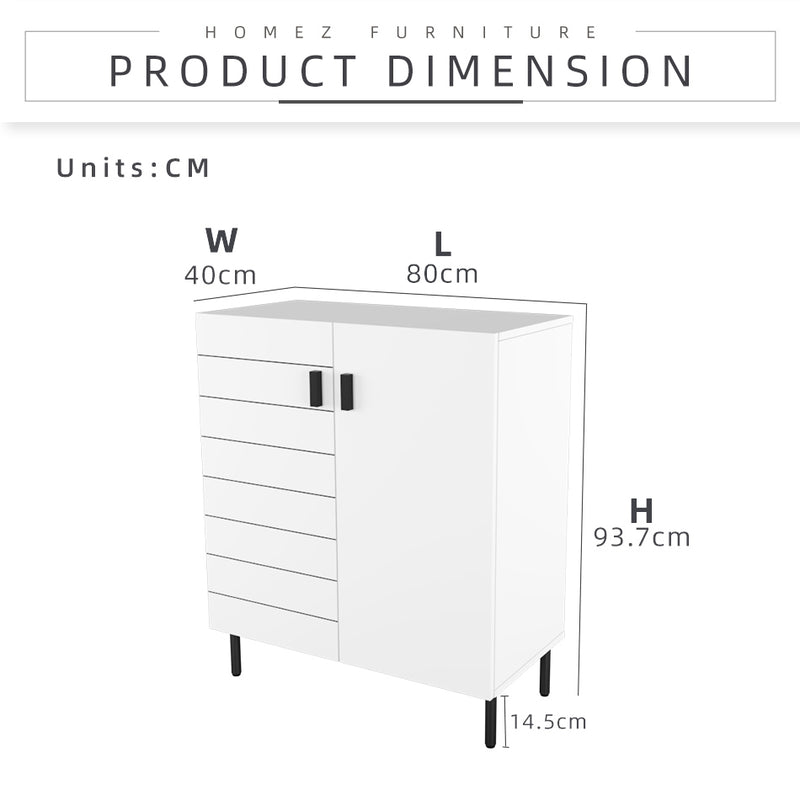 (Self-assembly) 2.5FT Jasmine Series Shoe Cabinet - HMZ-FN-SR-J0802-WT