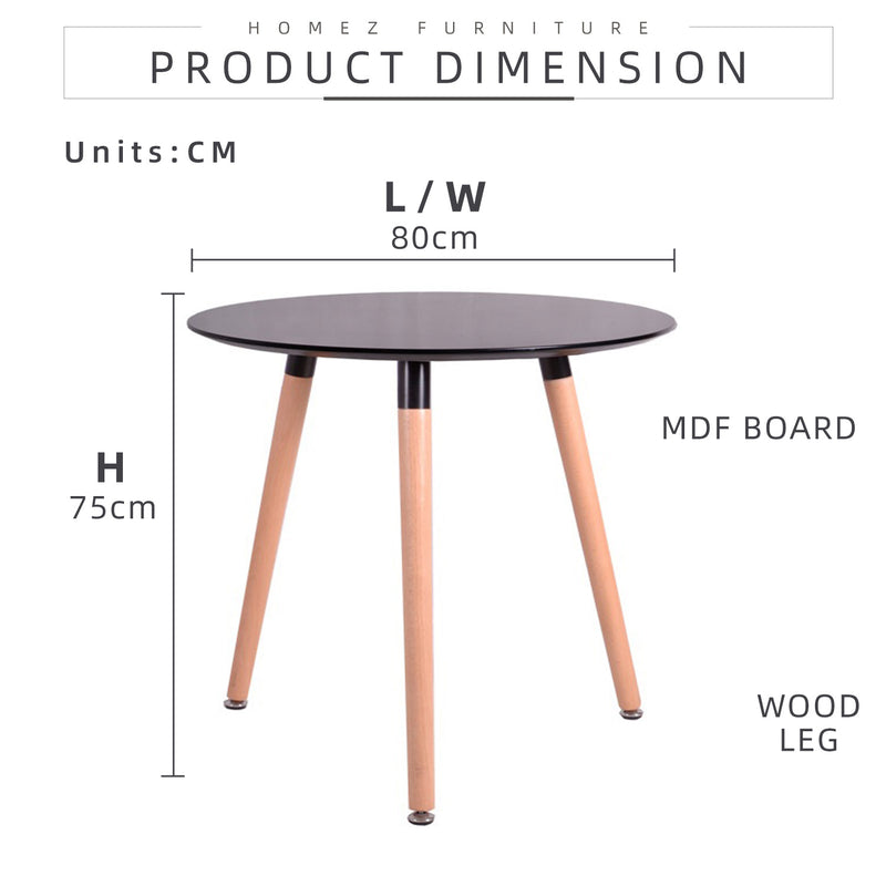 80CM Round Table Modern Dining Table / Writing Table - HMZ-FN-DT-T80(8075)+HMZ-DC-A304B