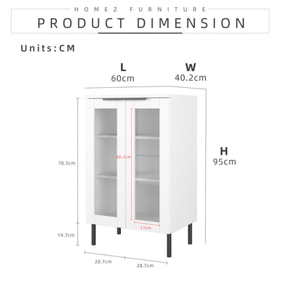 Glass Door Storage Cabinet Display Cabinet 2 Doors / 4 Doors - M8060/M8120-WT