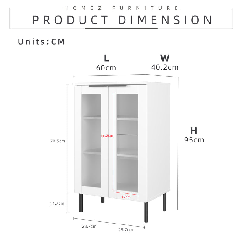 Glass Door Storage Cabinet Display Cabinet 2 Doors / 4 Doors - M8060/M8120-WT