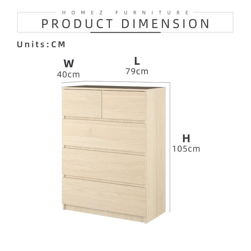 (Self-assembly) Chest Drawer with 5 Layer Drawer Storage - HMZ-FN-CD-7002