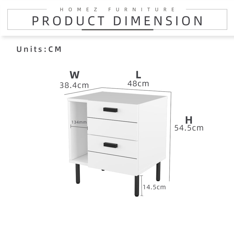 (Self-assembly) 1.5FT  Jasmine Side Table and Metal Leg Side Table - HMZ-FN-ST-J0480-WT