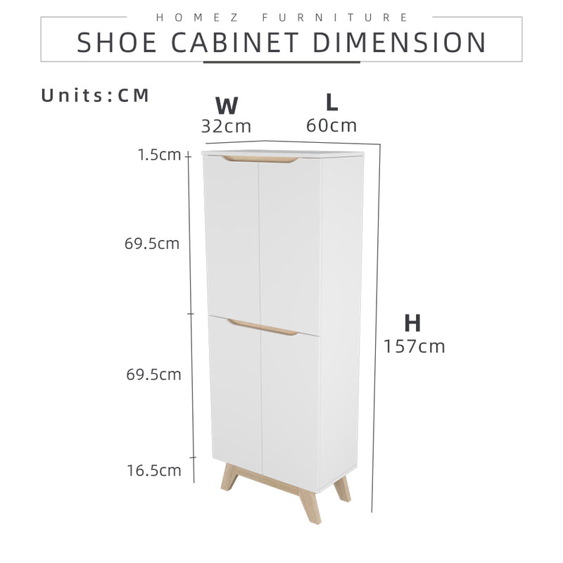 Simona Series Shoe Cabinet Modernist Design Shoe Rack - HMZ-FN-SR-1660-WT