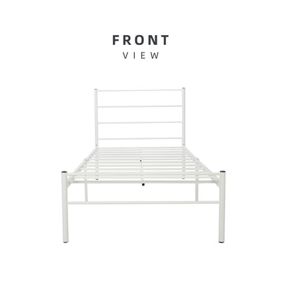 (Self-assembly) Single Modern White Metal Bed Frame with European Style Design-SSH-BF-7001-JOY-BED-WHT
