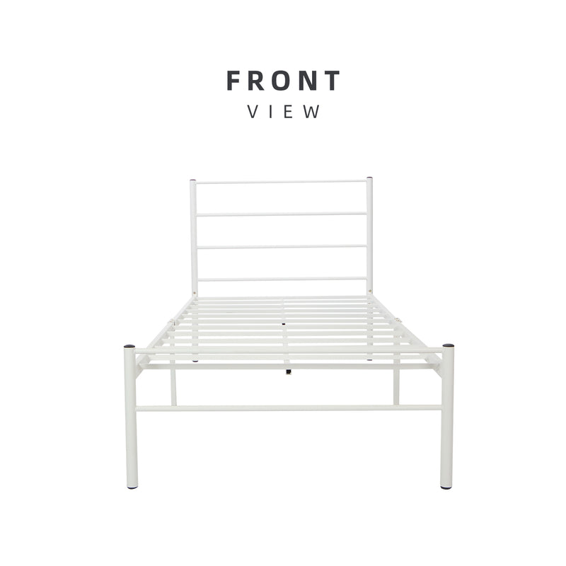 (Self-assembly) Single Modern White Metal Bed Frame with European Style Design-SSH-BF-7001-JOY-BED-WHT