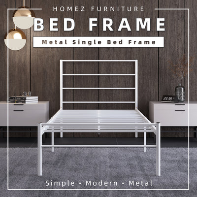 (Self-assembly) Single Modern White Metal Bed Frame with European Style Design-SSH-BF-7001-JOY-BED-WHT
