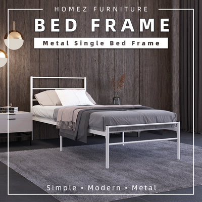 (Self-assembly) Single Modern White Metal Bed Frame with European Style Design-SSH-BF-7001-JOY-BED-WHT