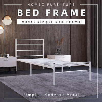 (Self-assembly) Single Modern White Metal Bed Frame with European Style Design-SSH-BF-7001-JOY-BED-WHT