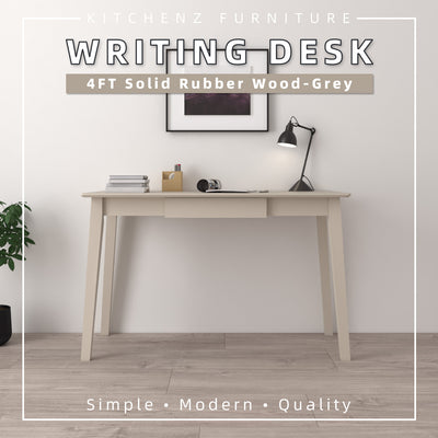 (Self-assembly) 4FT Modern Solid Rubber Wood Writing Desk/ Office Desks-SSH-FN-62099-WT