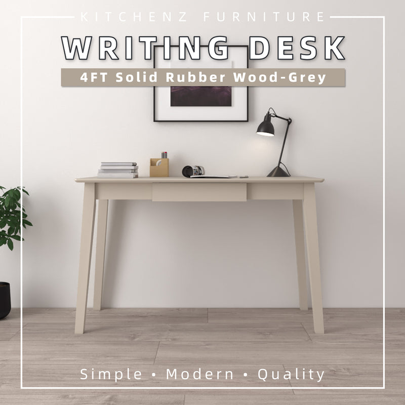 (Self-assembly) 4FT Modern Solid Rubber Wood Writing Desk/ Office Desks-SSH-FN-62099-WT