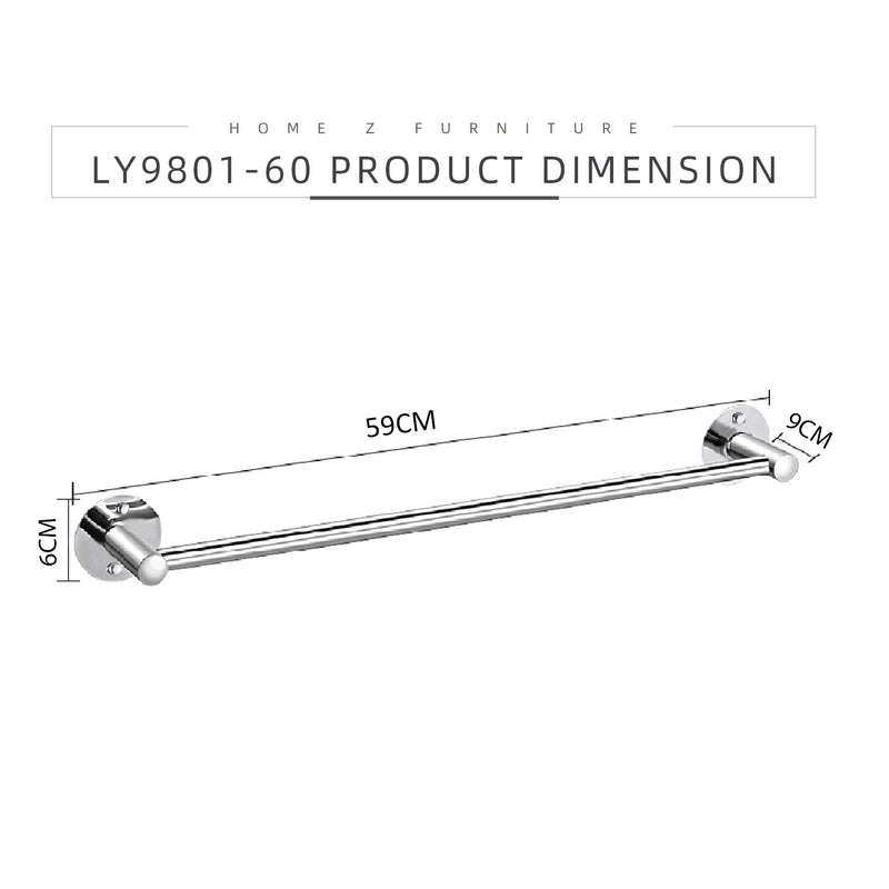 55CM SUS304 Stainless Steel Bathroom Single Towel Bar Wall Mounted Towel Hanger Rod Bar - HMZ-BRTB-LY9801-60