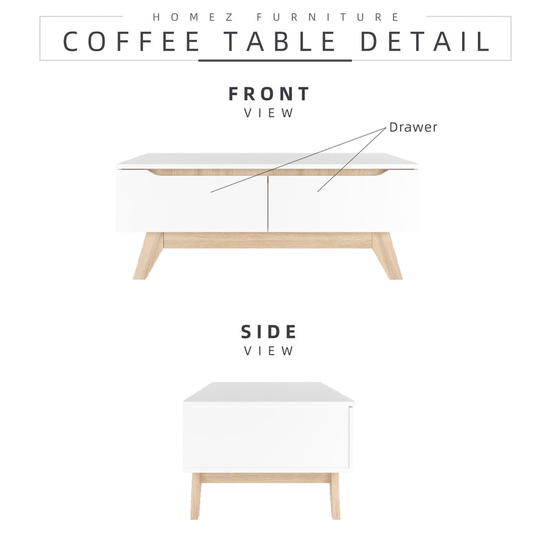 3.5FT Simona Series Coffee Table Modernist Design - HMZ-FN-CT-1396-WT