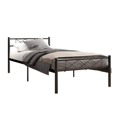 Single Modern Metal Bed Frame European Style Design Satin White / Black - 3VSH900W