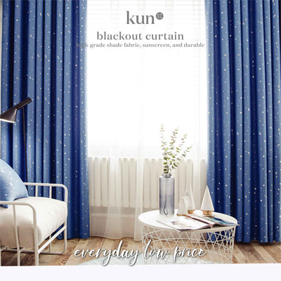 KUN Eyelet Starry Stylish Curtain 85% Blackout 100cm(W) x 250cm(H)