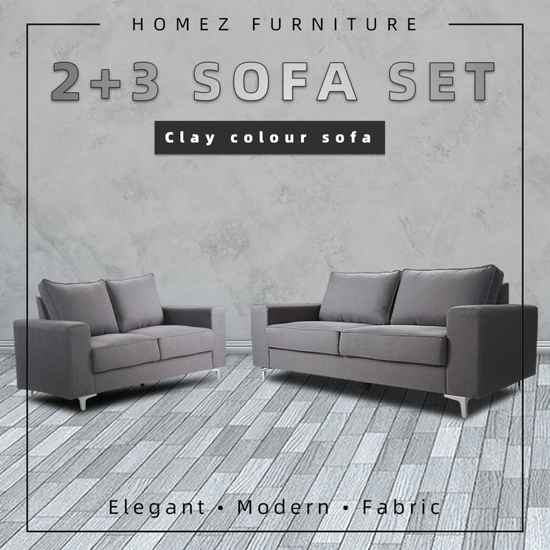 6FT Linen Fabric 2 Seater + 3 Seater Sofa / Grey / Blue / Clay - HMZ-FN-SF-AE2656-2S+3S